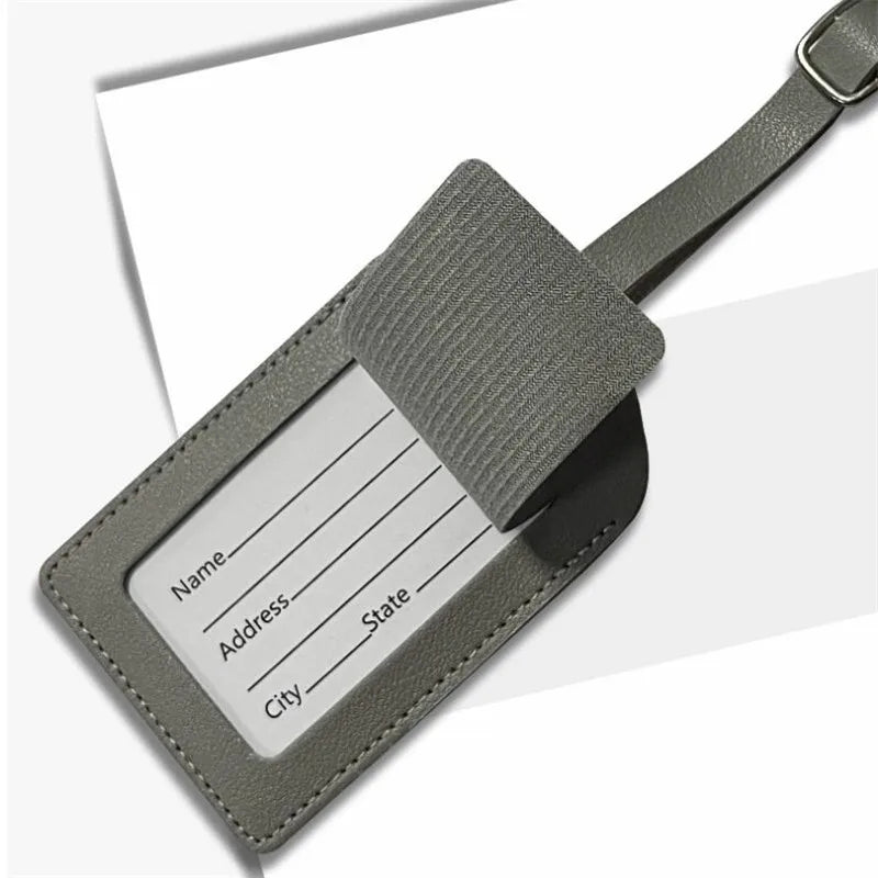 Women Men PU Leather Luggage Tag Suitcase Identifier Label Baggage Boarding Bag Tag Name ID Address Holder Travel Accessories