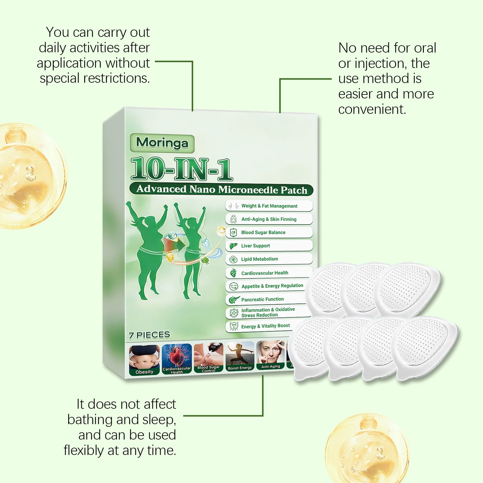 Nano-Microneedle Technology Body Contouring Patch Moringa Oleifera Extract Targeted Body Sculpting Skin Vitality MetabolismBoost