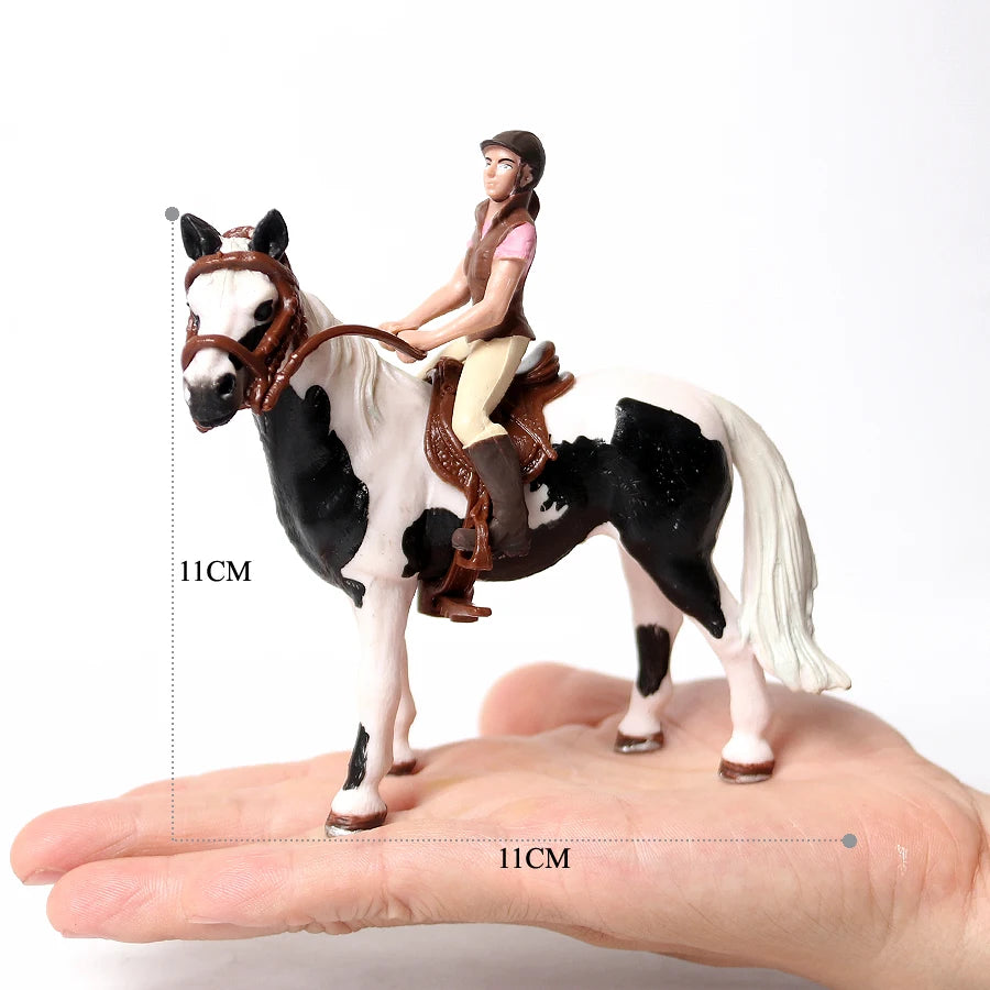 Realistic Equestrian Rider Horse with Saddle and Bridle Riding Playset Model Figures Decoration Educational Toys for Kids