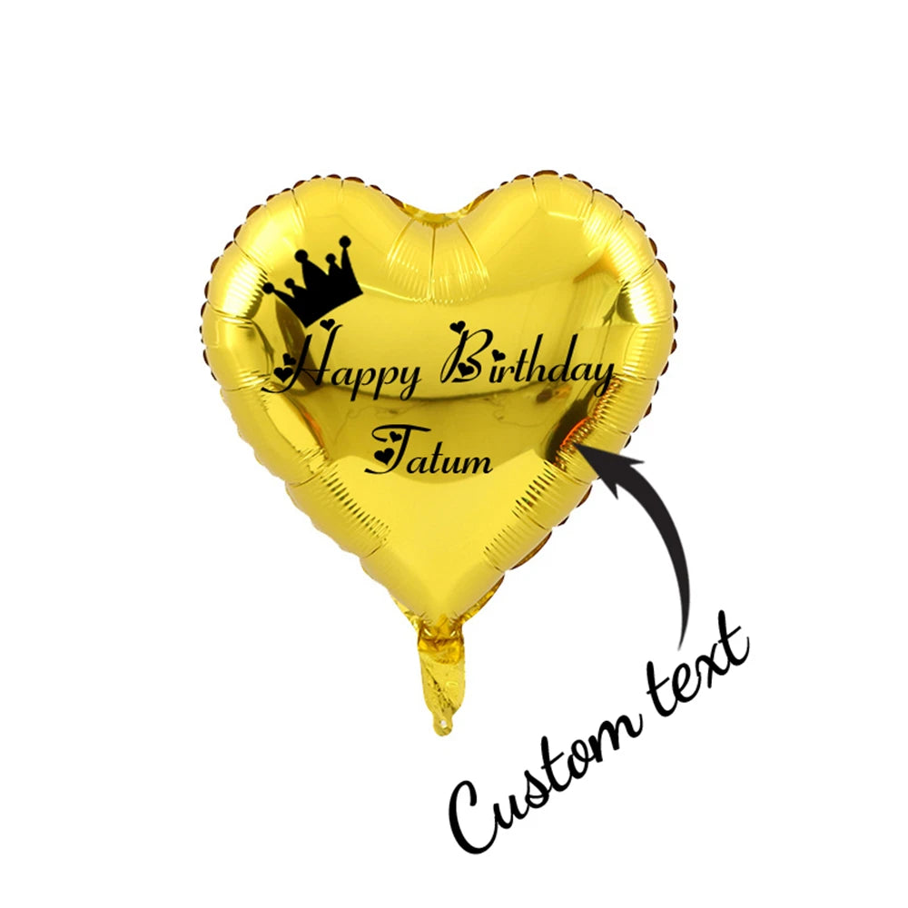 Custom Heart Balloon Customizable Personalized Name Text Home Party Decoration Crown Balloon Birthday Gift Custom Name Balloon