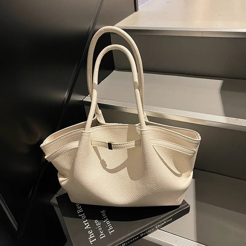 Luxury Fashion Niche Design Soft PU Leather Tote Bag Spacious Capacity Women's Shoulder Bag Crossbody Bag Commuting Travel