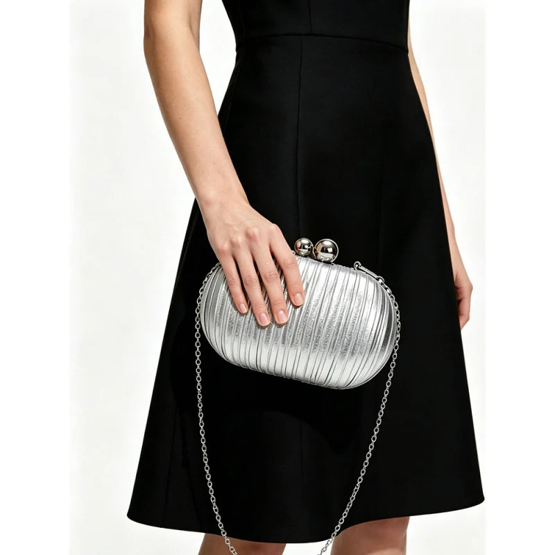 High-End Pleated Evening Bag Polyester Party Banquet Dress Bag Luxury Folded Clutch for Women