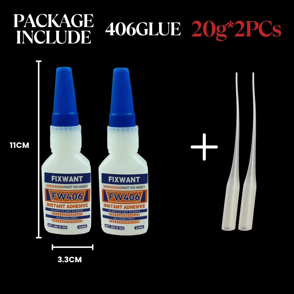 20g Super Glue Quick-Drying Cyanoacrylate Adhesive FW401/406/495/480/496 Strong Bond for Leather Rubber Wood Metal Liquid Glue
