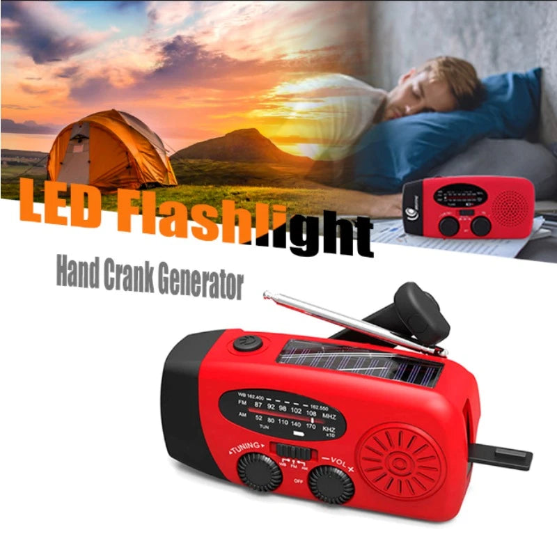Hand Cranked Generator Power Bank Solar Weather Radio Outdoor Emergency Portable USB Interface Charging Suitable Outdoor Use