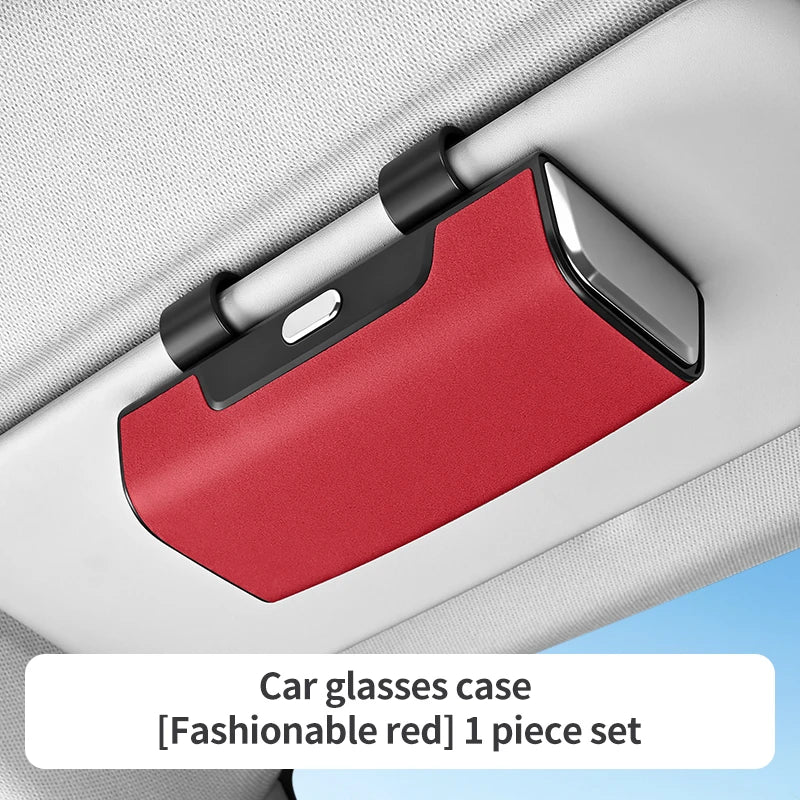 New Car Mounted Glasses Case Universal Sun Visor Sunglasses Holder Storage Box Card Receipt Key Storage Box Car in
