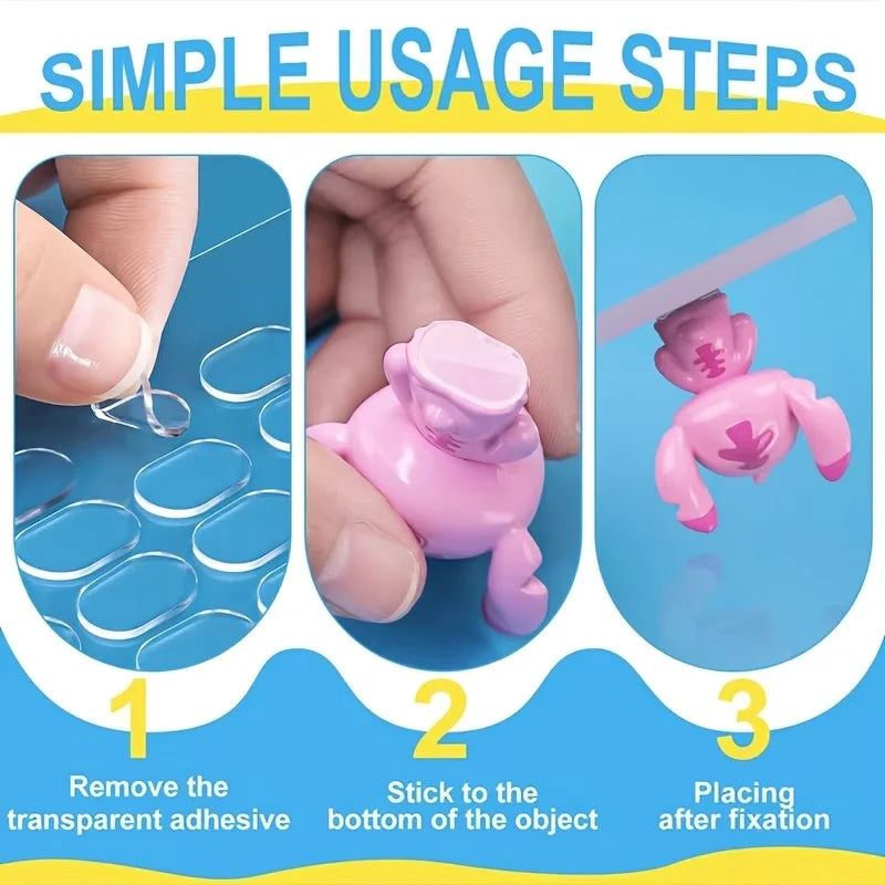 Removable Double Sided Gel Glue Pads Clear Sticky Glue for Plastic Surfaces Action Figures Posters Wall Hanging Dots