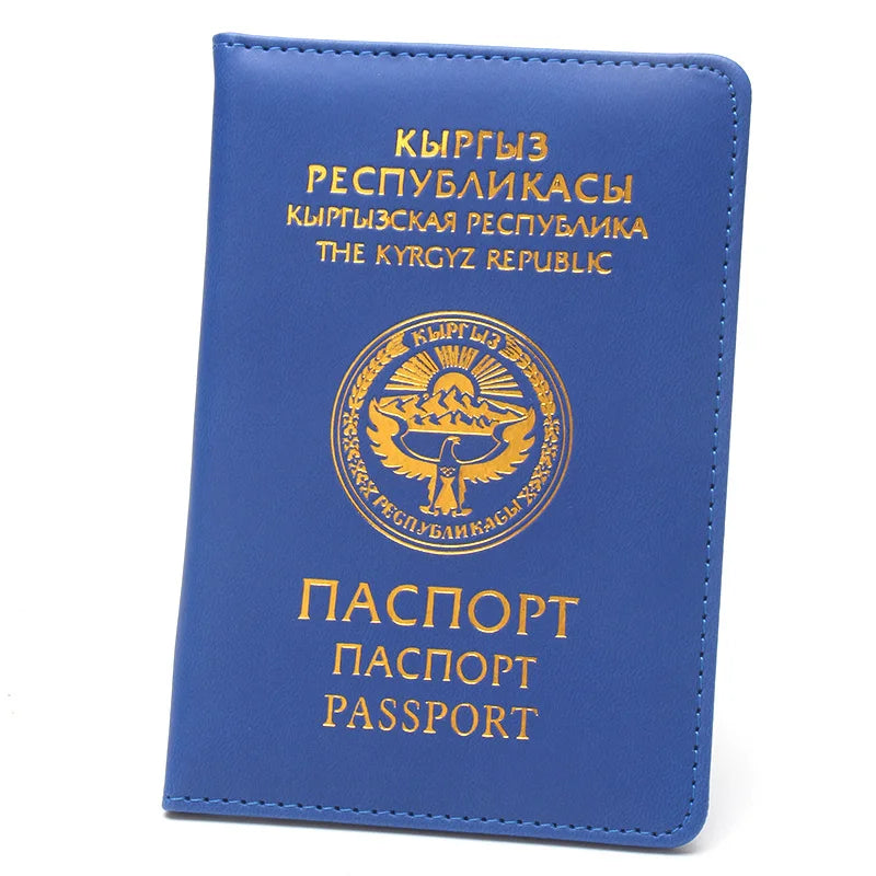 Kyrgyz Republic Passport Cover Pu Case for Passports Fashion Travel Wallet with SIM Card Slot Passport Protector
