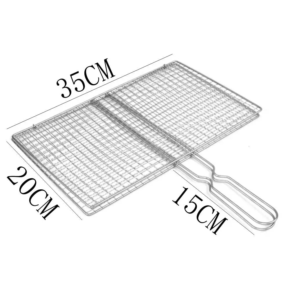 New Iron Barbecue Net Silvery Barbecue Vegetable Clip Grilled Fish Net Camping