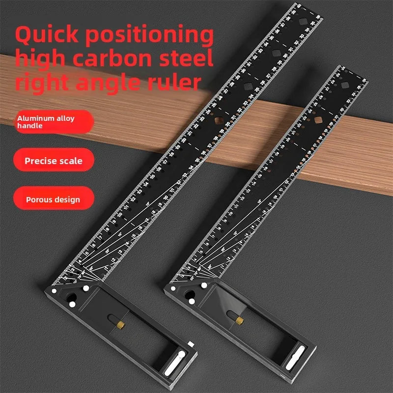 Industrial Grade Multi-Hole Right Angle Ruler 90° High Precision Woodworking Positioning Scribing Angle Square Multi-functional