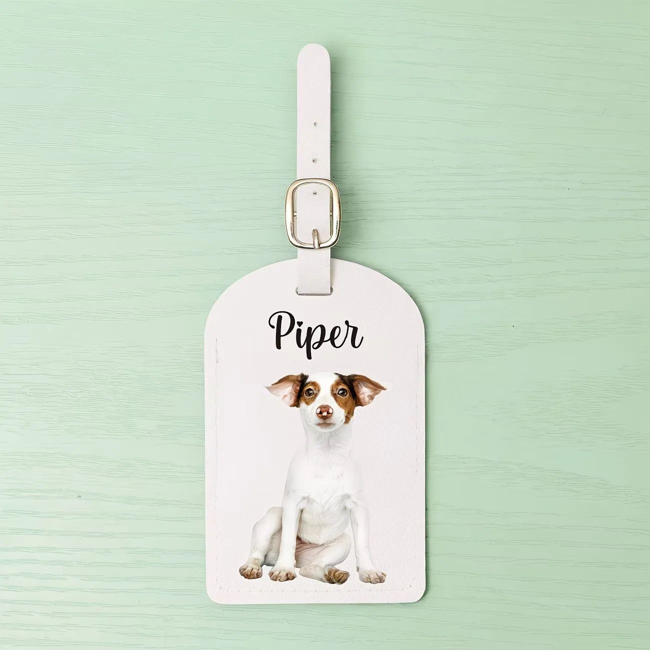 Personalized Faux Leather Luggage Tag with Name & Photo | Custom Travel ID Holder in 5 Colors, Durable PU Bag Tag for Suitcase