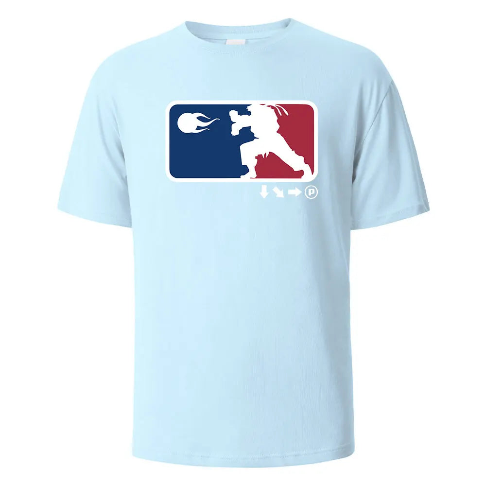 Game Player Printing T-shirt For Men Wowen 100% Cotton Summer Breathable Tops O-neck Oversize Tees Short-Steeved Men's Clothing