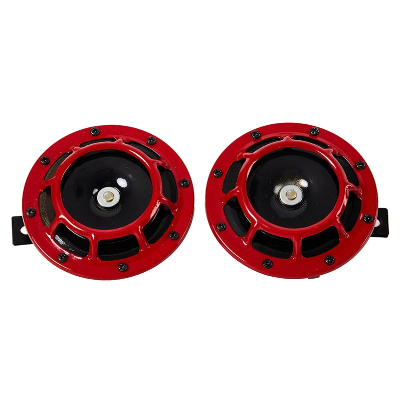 2Pcs Red Black Hella Super Loud Compact Electric Blast Tone Air Horn Kit 12V 115DB For Motorcycle Car