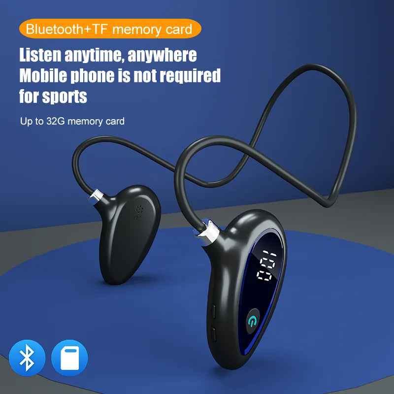 Neck Mounted Bluetooth Earphone Support Card Insertion Bluetooth 5.3 Long Bttery Life Not In Ear Power Display Sport Earphone