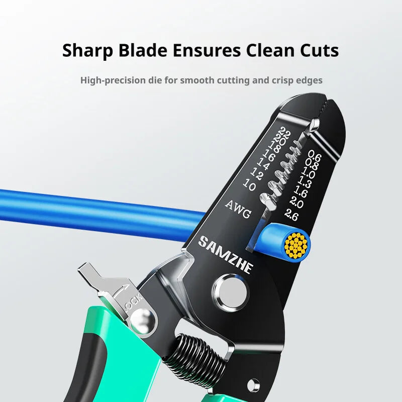SAMZHE Wire Cutter, Wire Stripper Crimper Professional Multi-Function Wire Stripping Tool, Cable Stripper, Wiring Tools