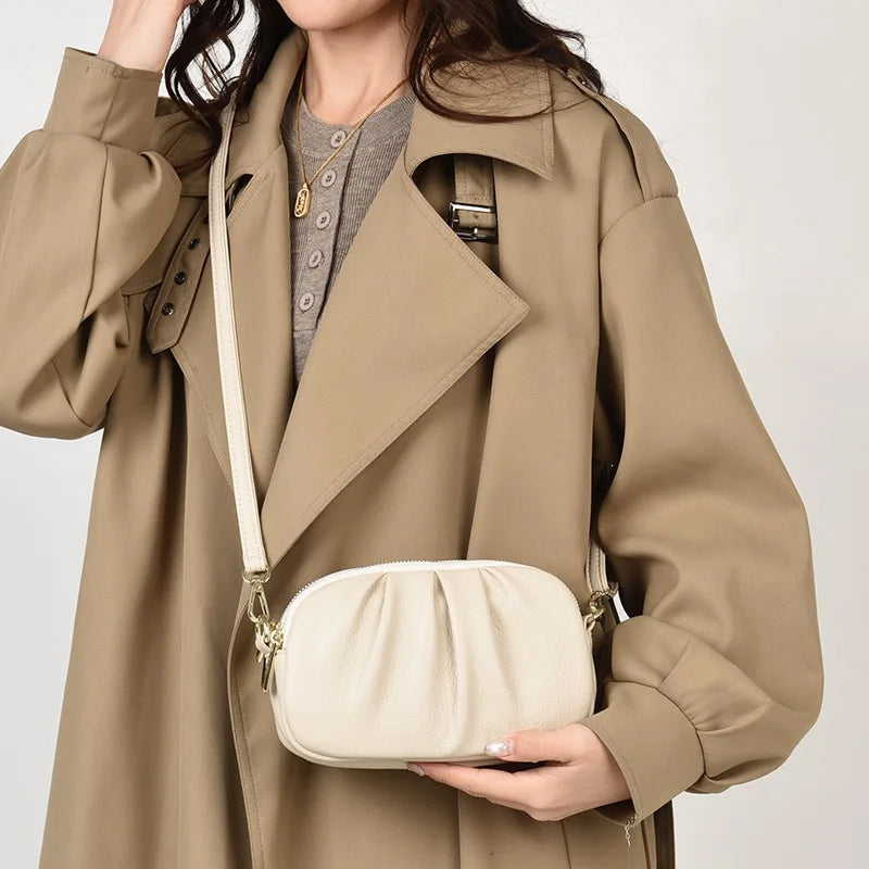 Women's New Style Pleated Crossbody Bag Three Layer Zipper Large Capacity Fashionable Versatile Casual Premium Top Shoulder Bag