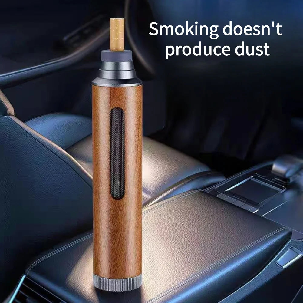 Universal Handheld Car Anti-ash Ashtray Portable Anti Soot-flying Cigarette Holder Wood Cigarette Cover Auto Ashtray Storage