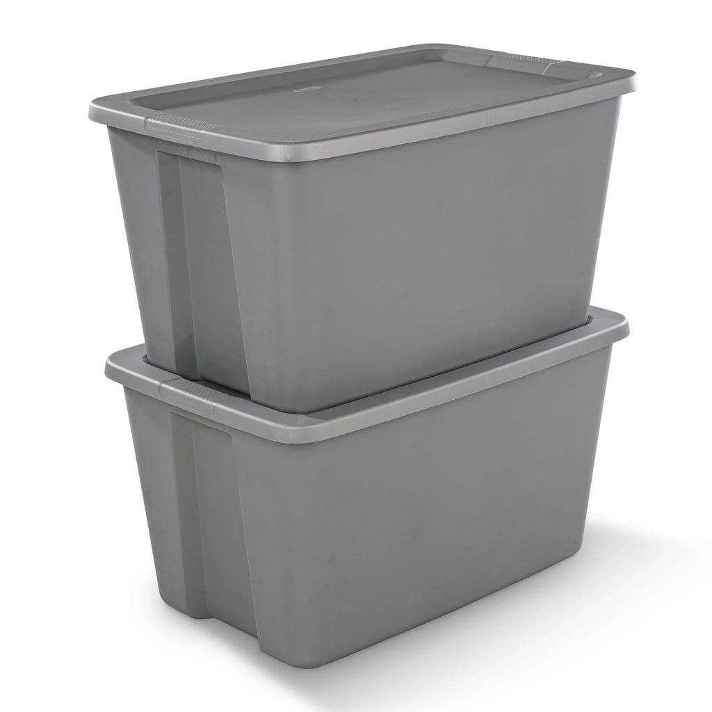 30-Gallon Extra-Large Storage Bin, Gray Durable Plastic Storage Container with Snap-On Lid, Heavy-Duty Organizer for Garage, Basement, Home, or Office, Stackable and Portable, Ideal for Toys, Tools, Seasonal Items, Clothes, o