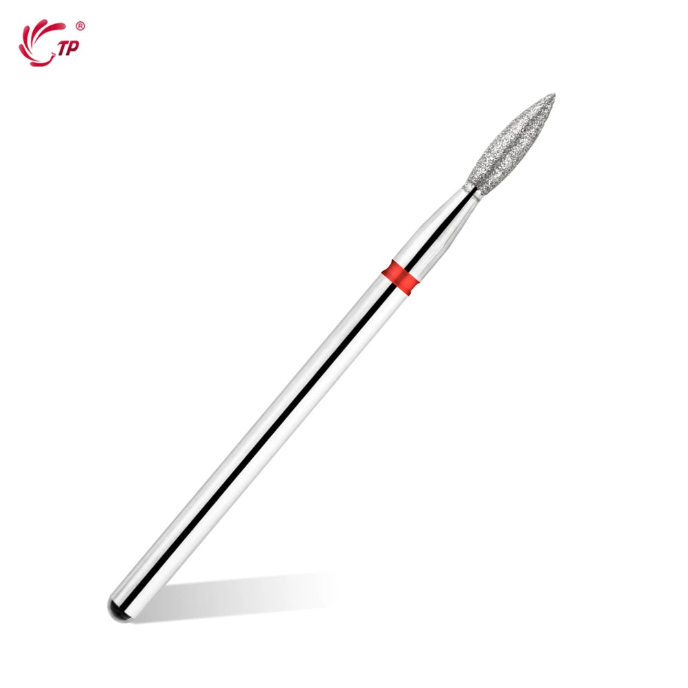 TP Flame Milling Cutter Cuticle Clean Diamond Nail Drill Bit Electric Rotary Manicure Pedicure Drill Bit Burr Polisher Nail Tool