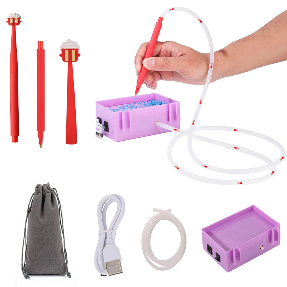 DIY Electric Diamond Art Painting Pen Set Portable Vacuum Diamond Painting Pen Kit USB Powered Diamond Suction Device for Craft