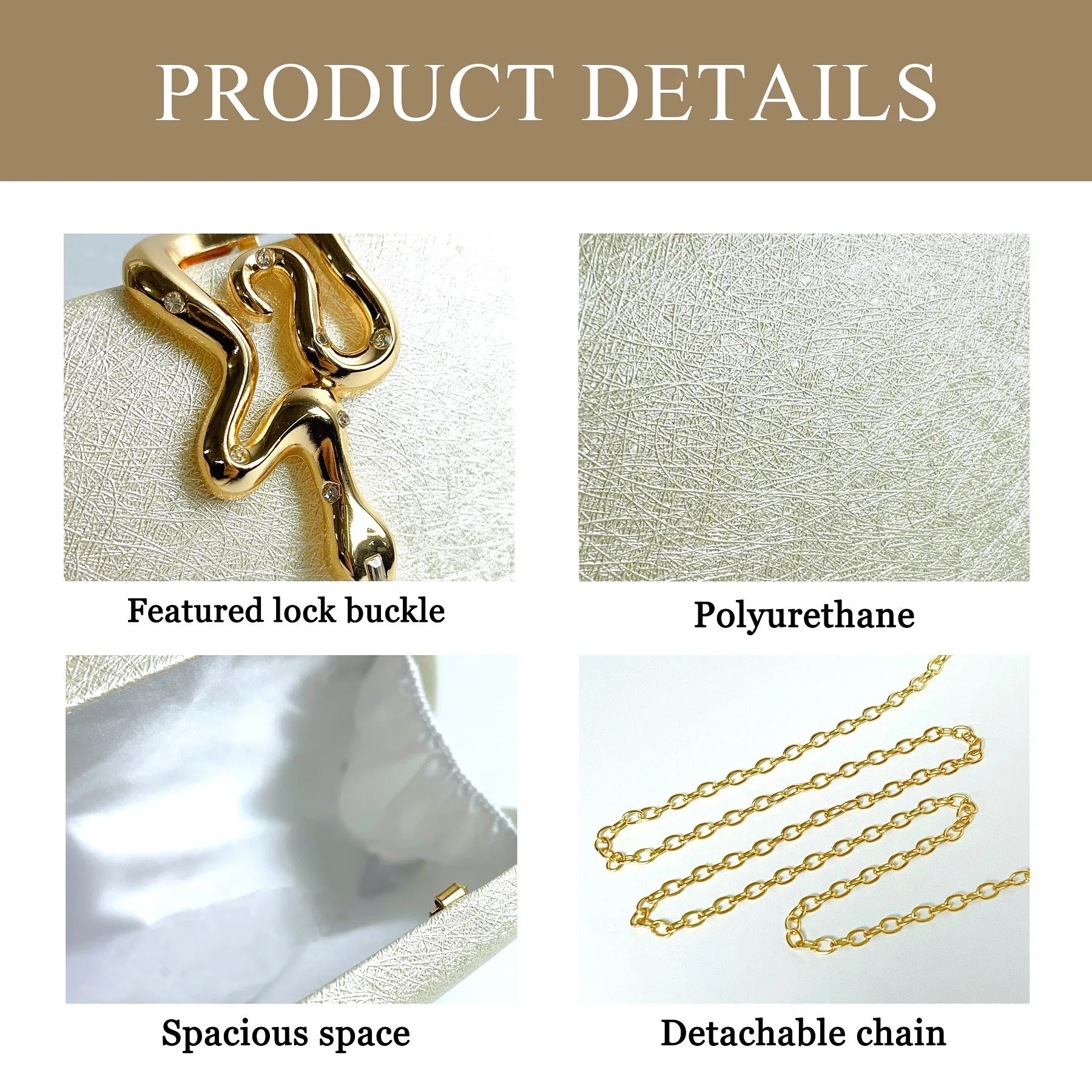Snake Buckle Evening Bags for Women Luxury Elegant Clutch Chain Shoulder Bags for Ladies Party Wedding Purse Handbags Bolso 2025
