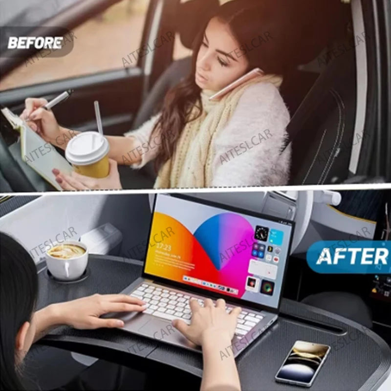 For Tesla Car Table Holder Steering Wheel Car Laptop Computer Desk Mount Stand Table Eat Work Cart Drink Food Coffee Goods Holde