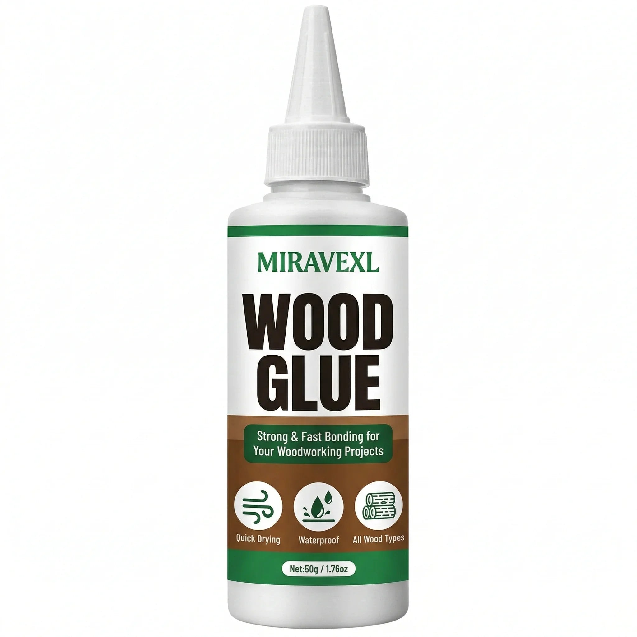Quick Drying Wood Glue Strong Bond Adhesive for All Wood Types Carpentry and Outdoor Woodwork Maintenance 50g MIRAVEXL