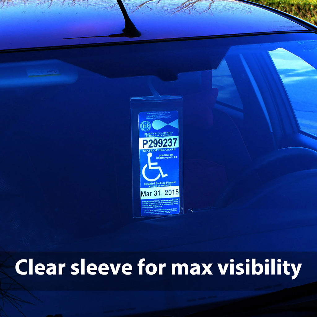 LotFancy Handicap Placard Holder- 10.6" x 5", Ultra Transparent Disabled Parking Permit Sign Protector Hanger Sleeve - Pack of 2