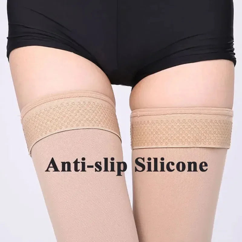 Unisex Class 2 23-32mmHg Thigh High Compression Socks Medical Support Stockings for Varicose Vein Prevention & Stress Relief
