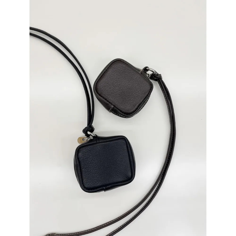 Leather Headphone Coin Purse, Tofu Bag, Halterneck, Mini Crossbody Lipstick Storage Bag, Versatile Fashion and High-end Premium