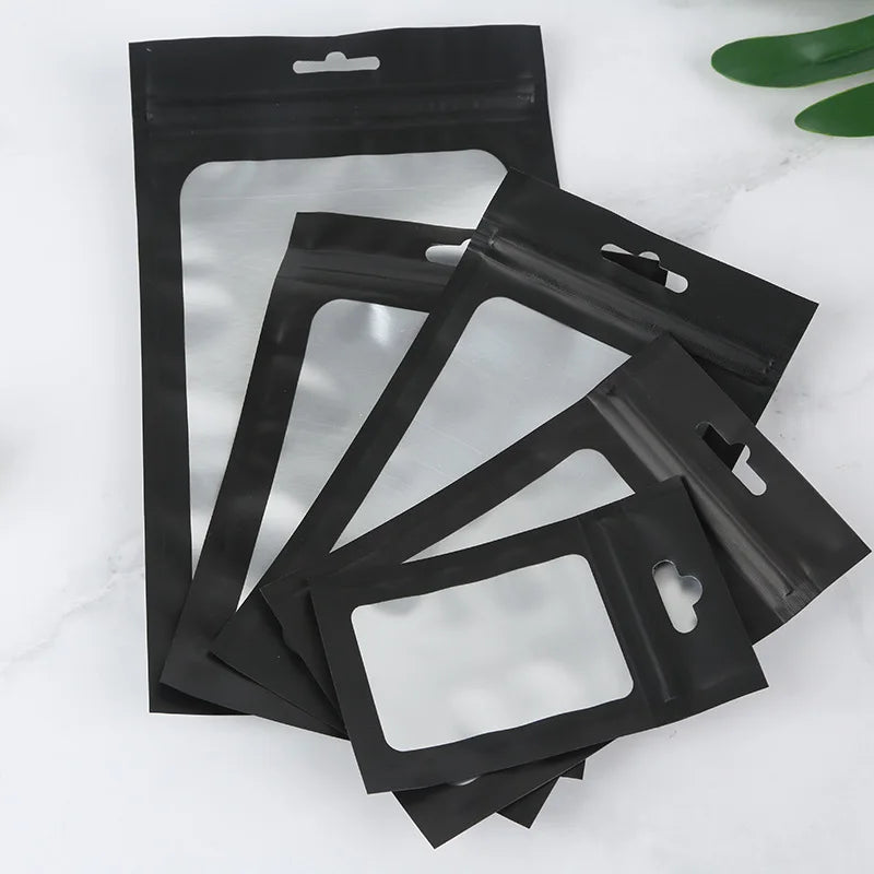 100 Colorful Aluminum Foil Ziplock Bags for Jewelry Storage, Matte Bags, Sealed Gift Packaging Bags, Printed Logo