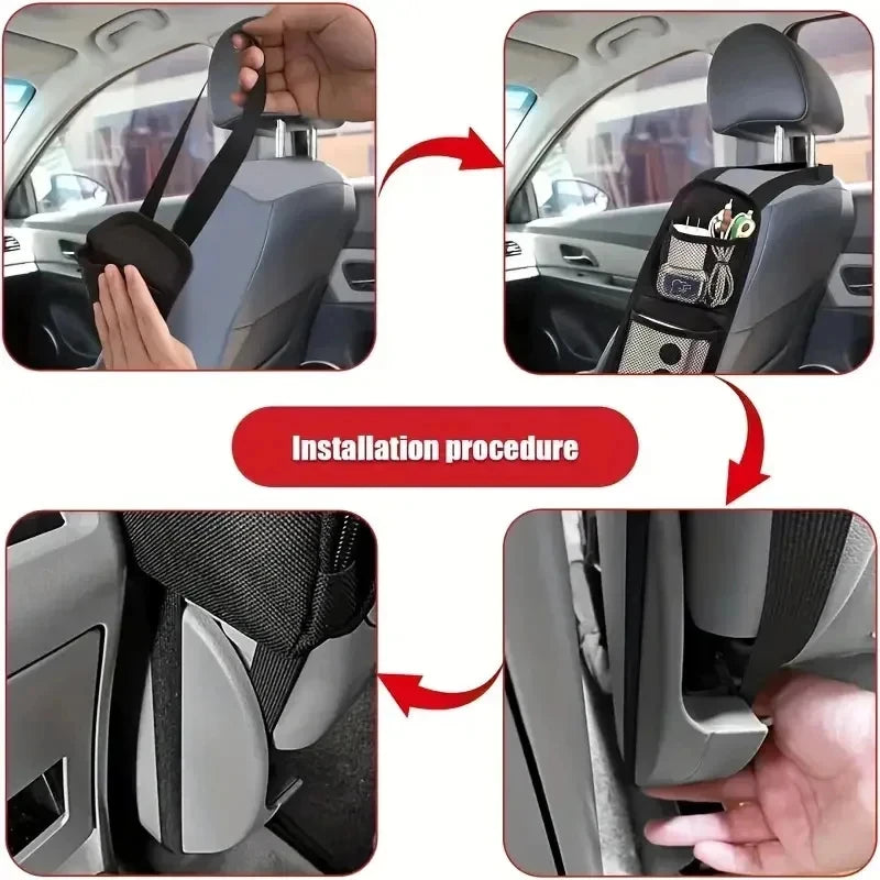 1pcs Car Seat Back Hanging Bag Oxford Cloth Waterproof Thermal Pressure Resistant Handle Side Storage Bag Vehicle Compression