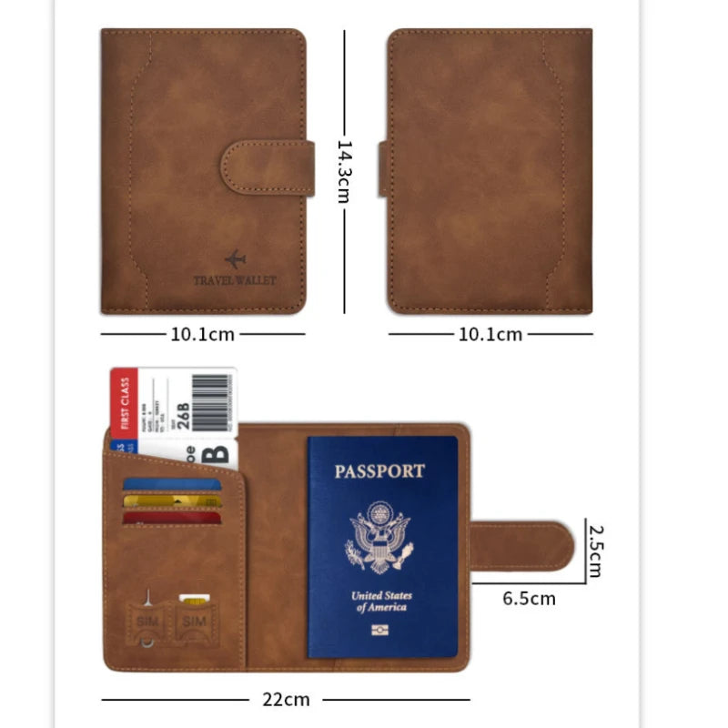 PU Passport Holder Travel Wallet Stop RFID Passport Covers Splicing Magnetic Buckle Passport Pouch ID Holder Air Ticket Holder