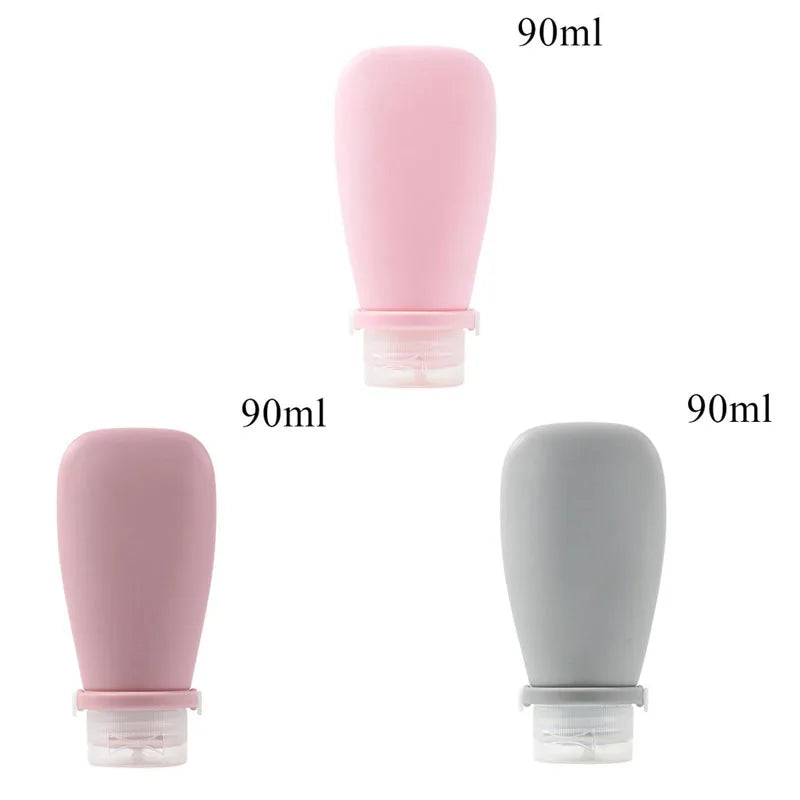 1/2/3pcs 90Ml Travel Silicone Refill Bottle, Shower Gel, Shampoo Refill Bottle, Squeeze Refill Empty Bottle