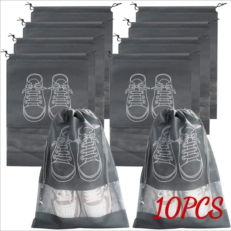 10pcs Shoes Storage Organizer Bags Non-woven Travel Portable Closet Bag Waterproof Pocket  Storage Bag Closet Organizer