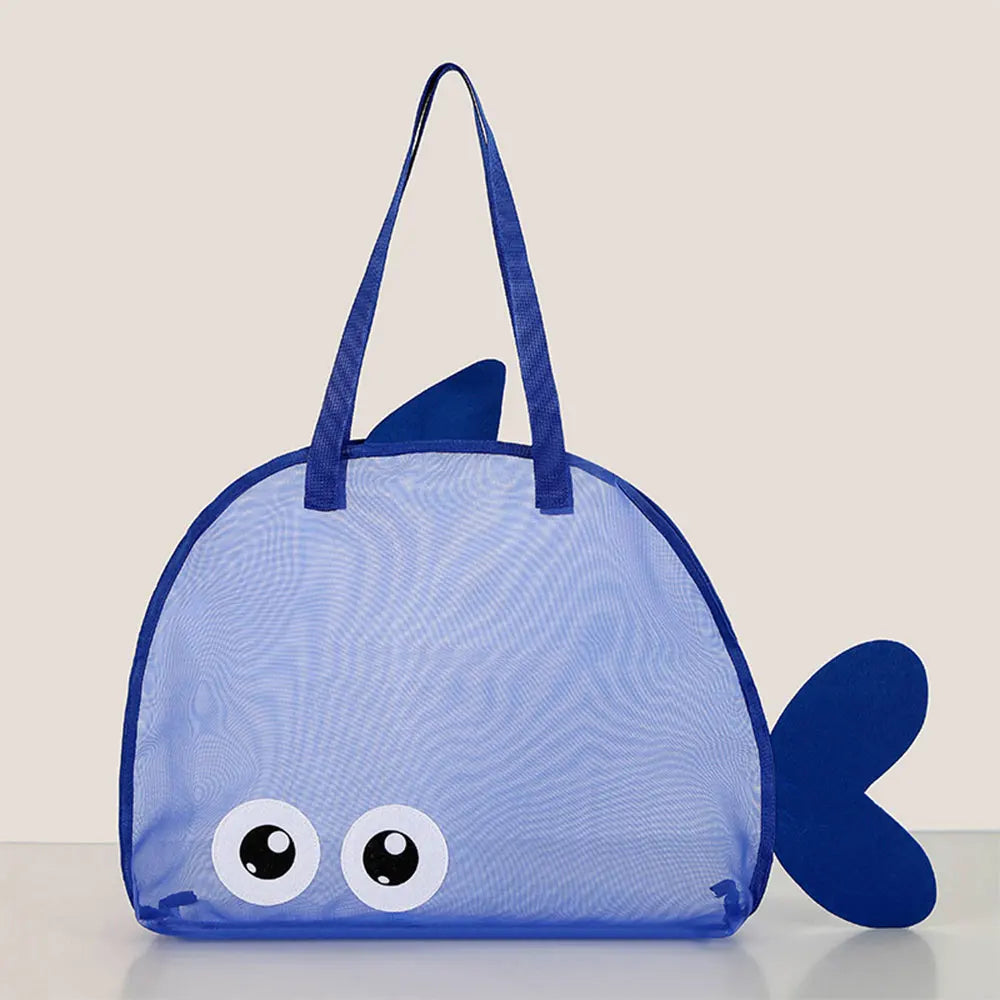 Cartoon Mesh Beach Bag Large Capacity Foldable Sand Toy Storage Tote Bag Lightweight Swim Pool Bag for Beach Travel Camping