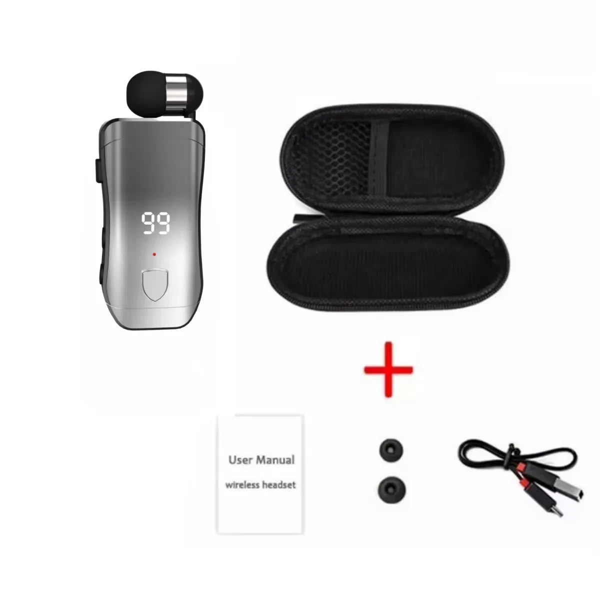 X200 Wireless Bluetooth Headset Ears in Lotus with Wire Clip Earphones Handsfree Earbuds Retractable Headphone