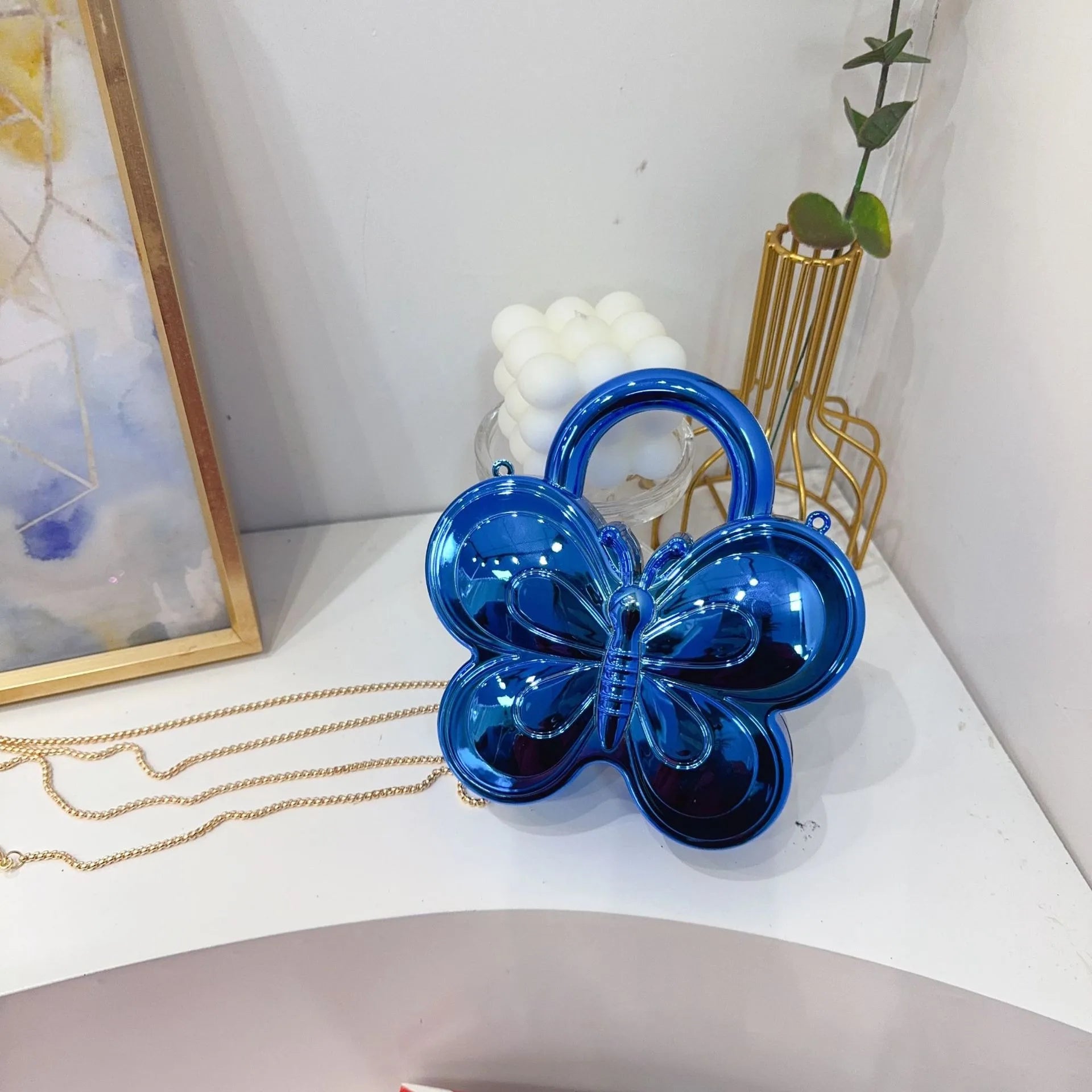 Golden Evening Bag Purses and Handbags Luxury Designer Shoulder Bags Funny Shape Party Wedding Round Acrylic Shiny Clutch Purse