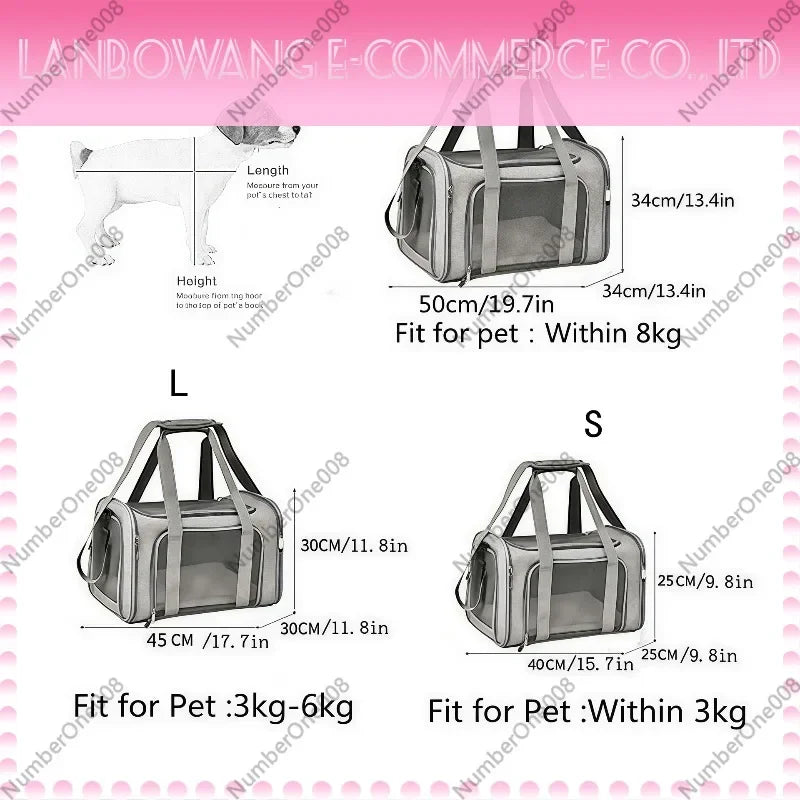 Portable Breathable Cat Carrier Bag Outdoor Handbag for Small Dogs Cats Vehicle Travel Use