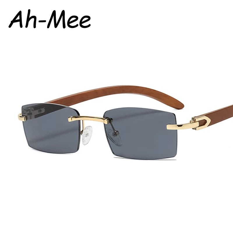 Hiking Camping Sqaure Brand Designer Anti Light Glasses Men Women Wood Frames Rimless Black Eyeglasses Fashion Eyewear UV400