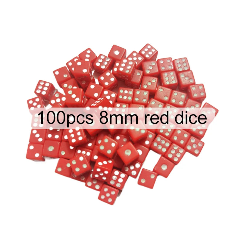 100pcs/lot 8mm Mini 6-sided Dice Acrylic for Party Leisure And Entertainment Gambling Props Chessboard Game Accessories TMZ