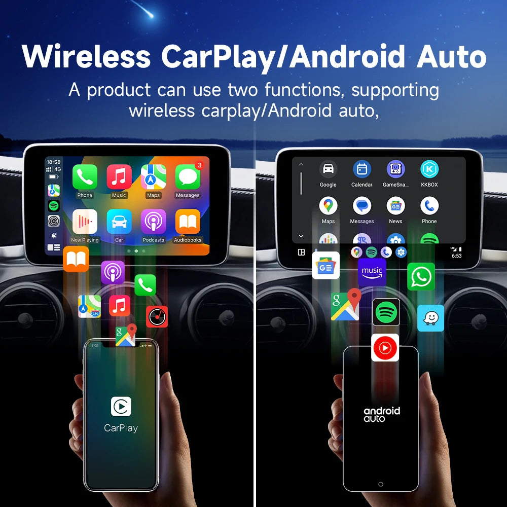 HEYINCAR Wireless CarPlay Dongle Wireless Android Auto Adapter AI Smart Box Car Intelligent Systems For Car With Wired CarPlay