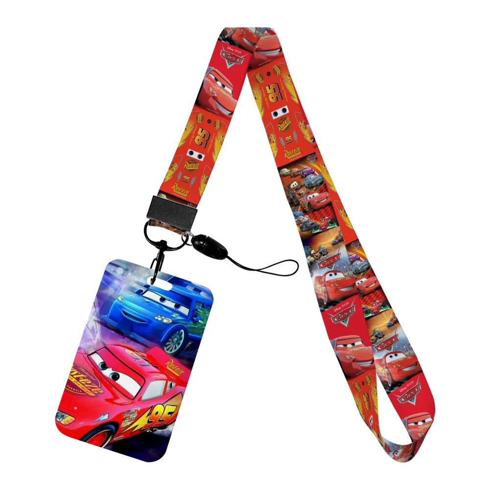 Cars Disney Movie Lightning McQueen New Arrvial Cute Cartoon Badge Holder ID Card Bus Card Holder Lanyard for Accessories Gifts