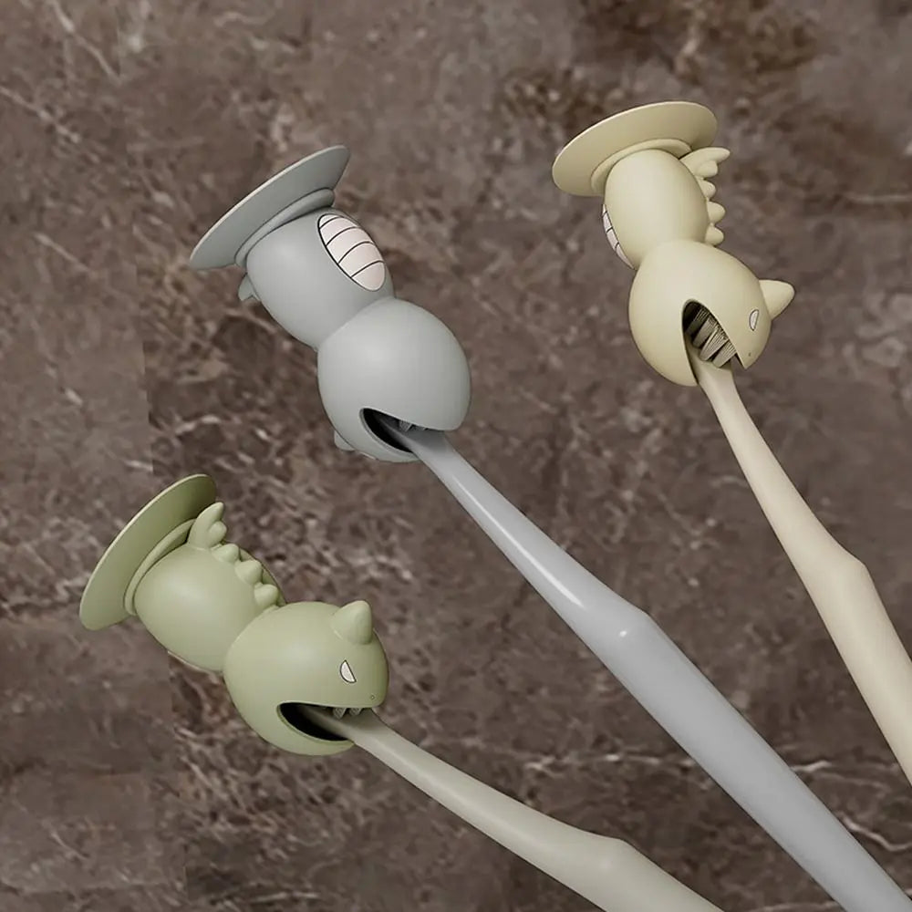 Gifts Portable Toothbrush Protective Cover Multi-function with Suction Cup Toothbrush Holder Silicone Dinosaur Toothbrush Covers