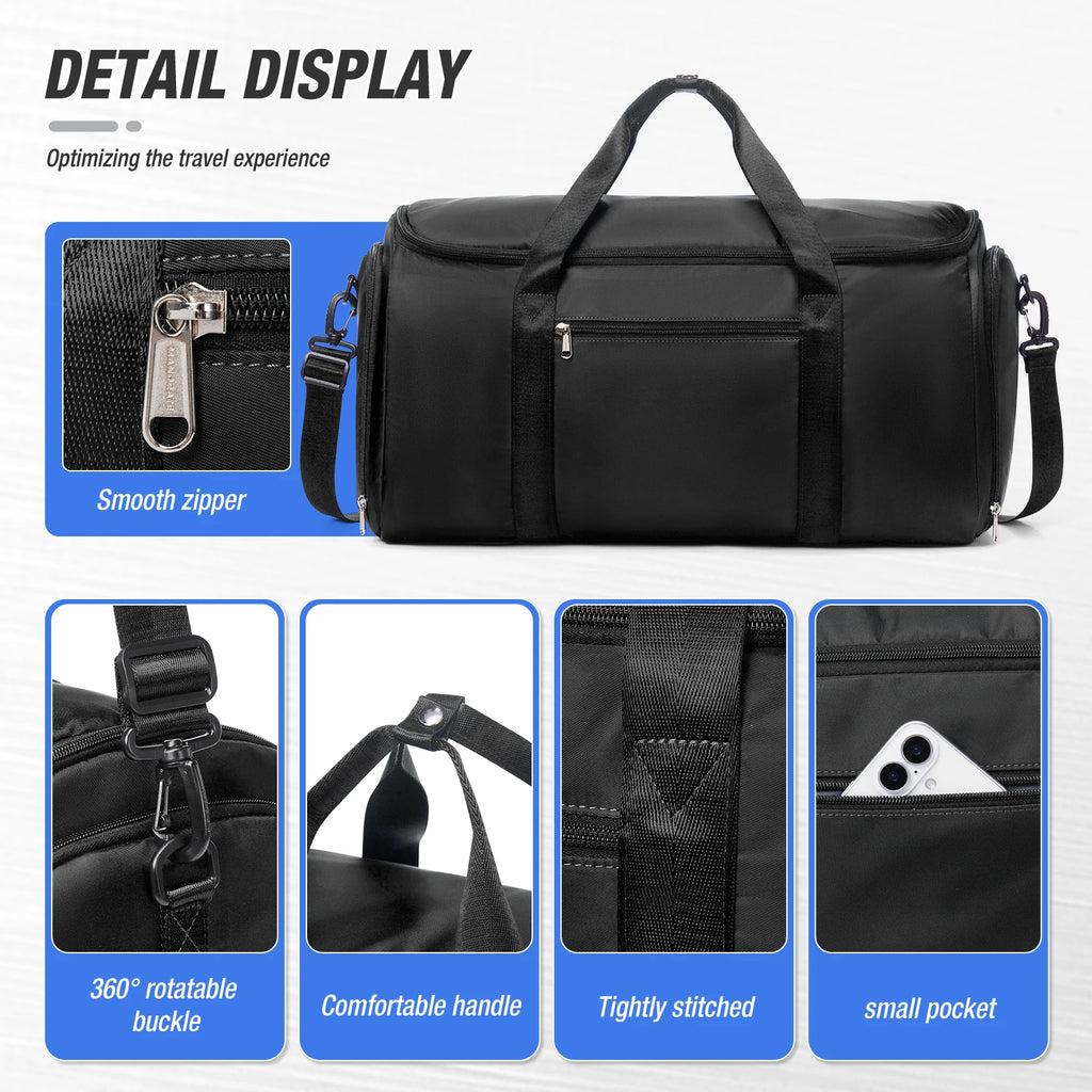 Travel Bag for Men, Convertible Carry on Garment Duffel Bag,Weekender Bag Hanging Suitcase Suit Business Travel Bag Clothing Bag