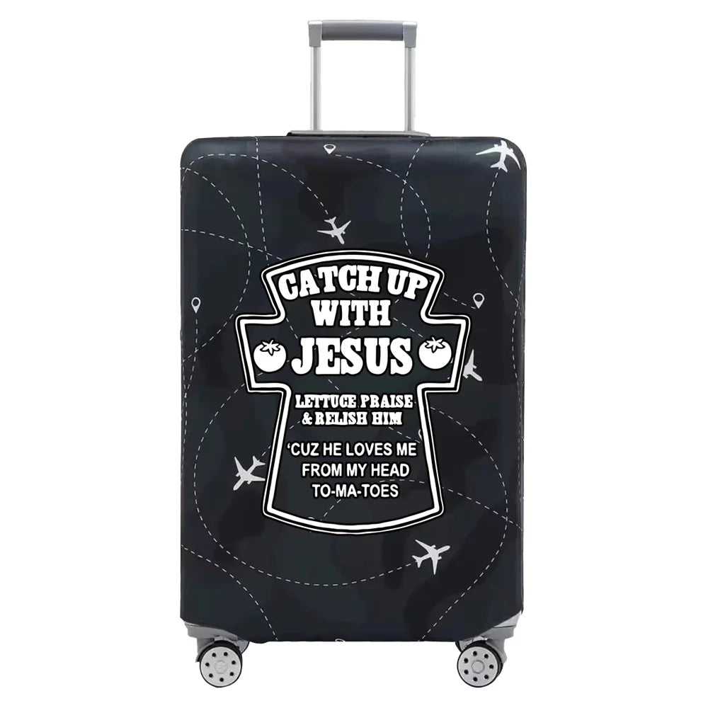 Luggage Cover Travel Suitcase Protective Cover Jesus Series Dust-Proof Thickened Elastic Fabric for 18-32inch Baggage Case