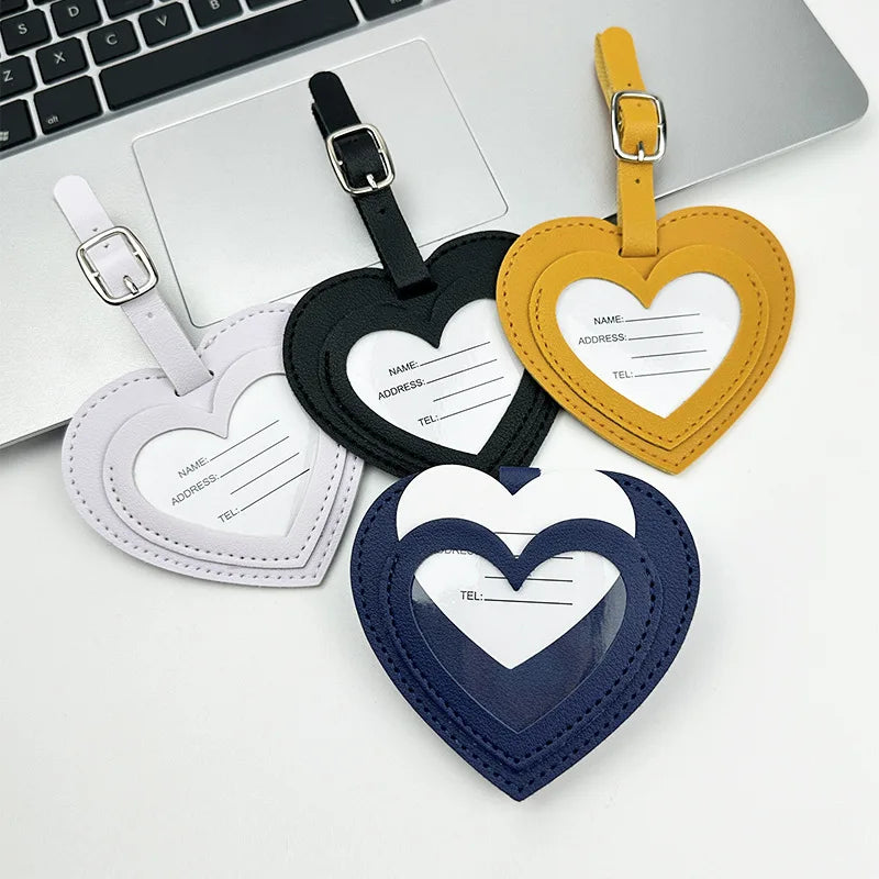 Luggage Tags Vacation Travel Accessories Creative PU Love Boarding Pass Thickened Leather Luggage Tag Check in Tag Id Name Tags