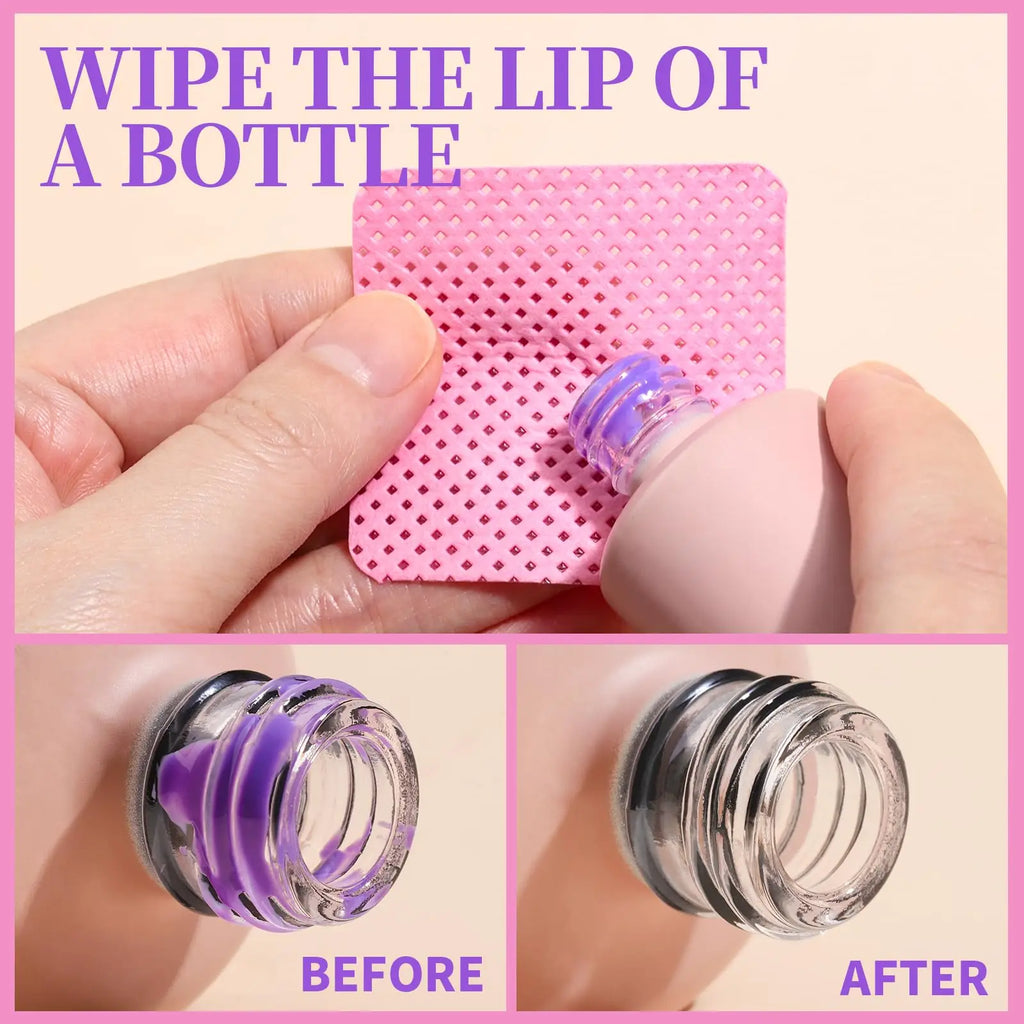 200Pcs/Box Lint Free Nail Wipes Eyelash Extension Glue Wipes Cleaner Cloth Non-Woven Fabric Nail Gel Polish Remover Cotton Pads