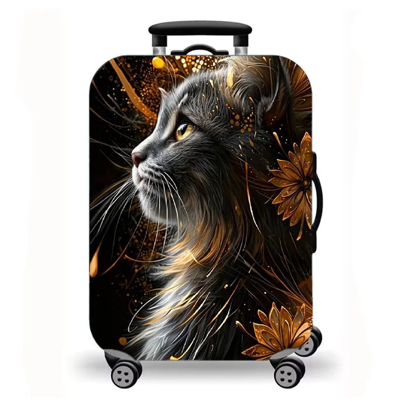 Luggage Cover, Cute Cat Print Stretch Suitcase Protector for Travel, 16 Styles Oil Painting Cat Design
