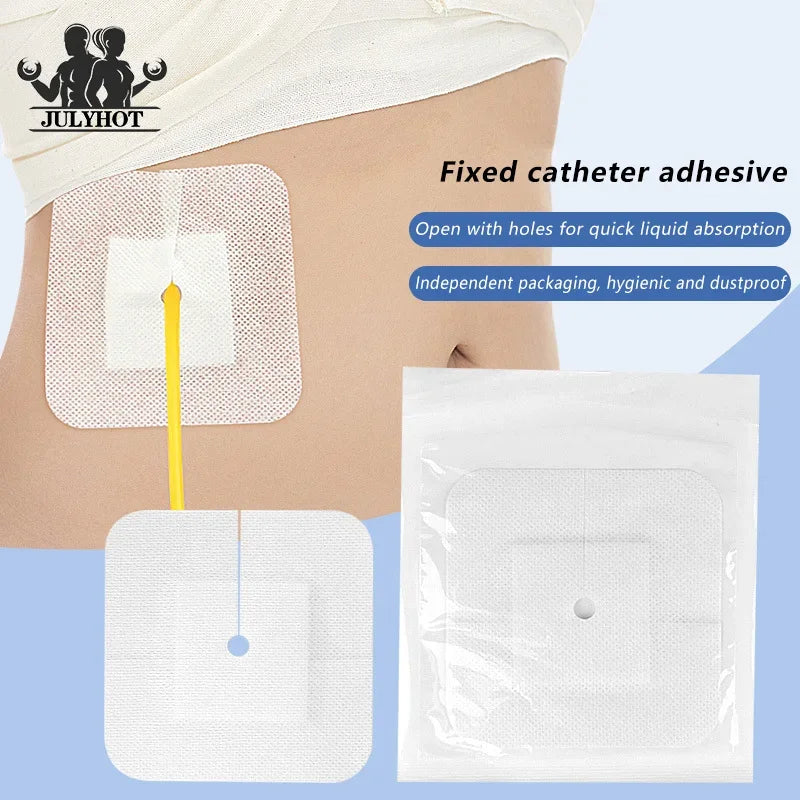 5/10Pcs Drainage Tube Sterile Applicator Peritoneal Dialysis Catheter Bile Duct Nephrostomy Gastric Tube With Hole Sticker Fixed