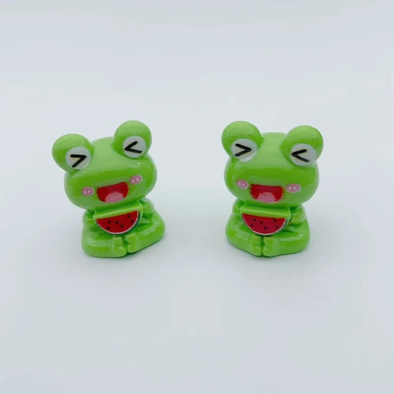 10pcs Cute Cartoon Frog Resin Pendants Heart shaped Watermelon Bow Flat Pendant DIY Earrings Bracelet Necklace Jewelry Making Ac